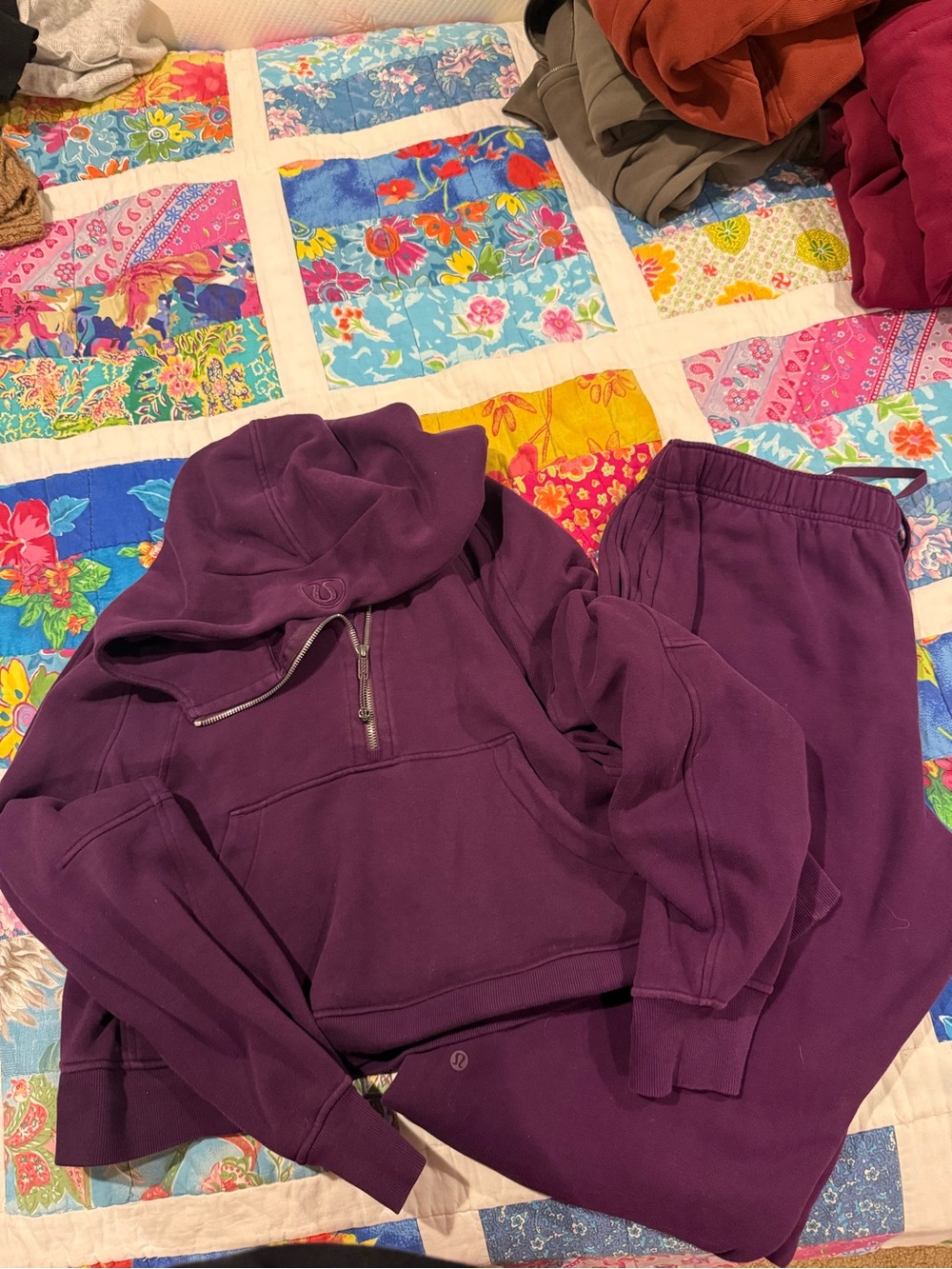 lululemon athletica Deep Plum Lounge Half-Zip & Joggers Set